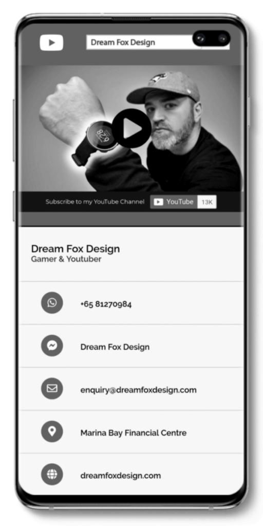 digital name card singapore greyscale 3 - Dream Fox Design